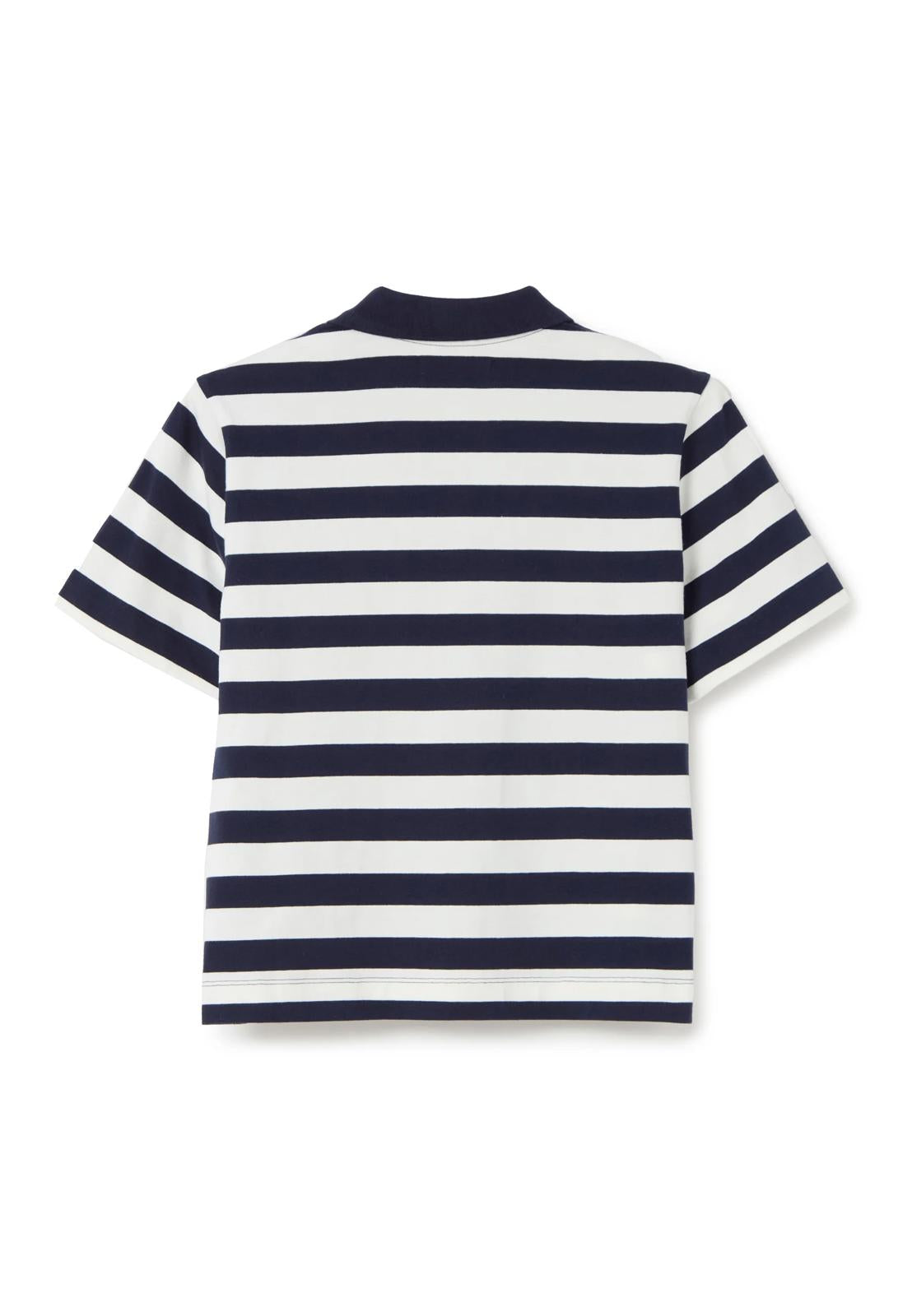 NWT Piombo White Blue Striped Polo Shirt Women's Size Large