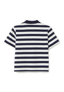 NWT Piombo White Blue Striped Polo Shirt Women's Size Large