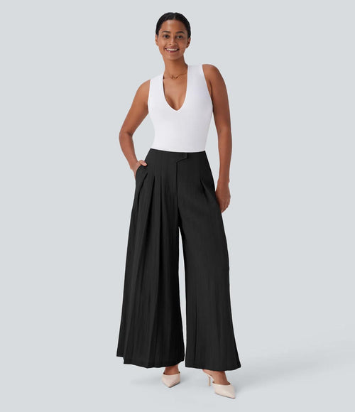 NWT Halara Flex High Waisted Linen-Feel Work Wide Leg Pants with Pockets Size XS