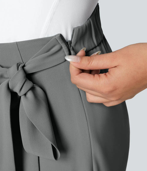 NWT Halara Flex™ High Waisted Tie Side Wide Leg Work Pants Size Small Petite