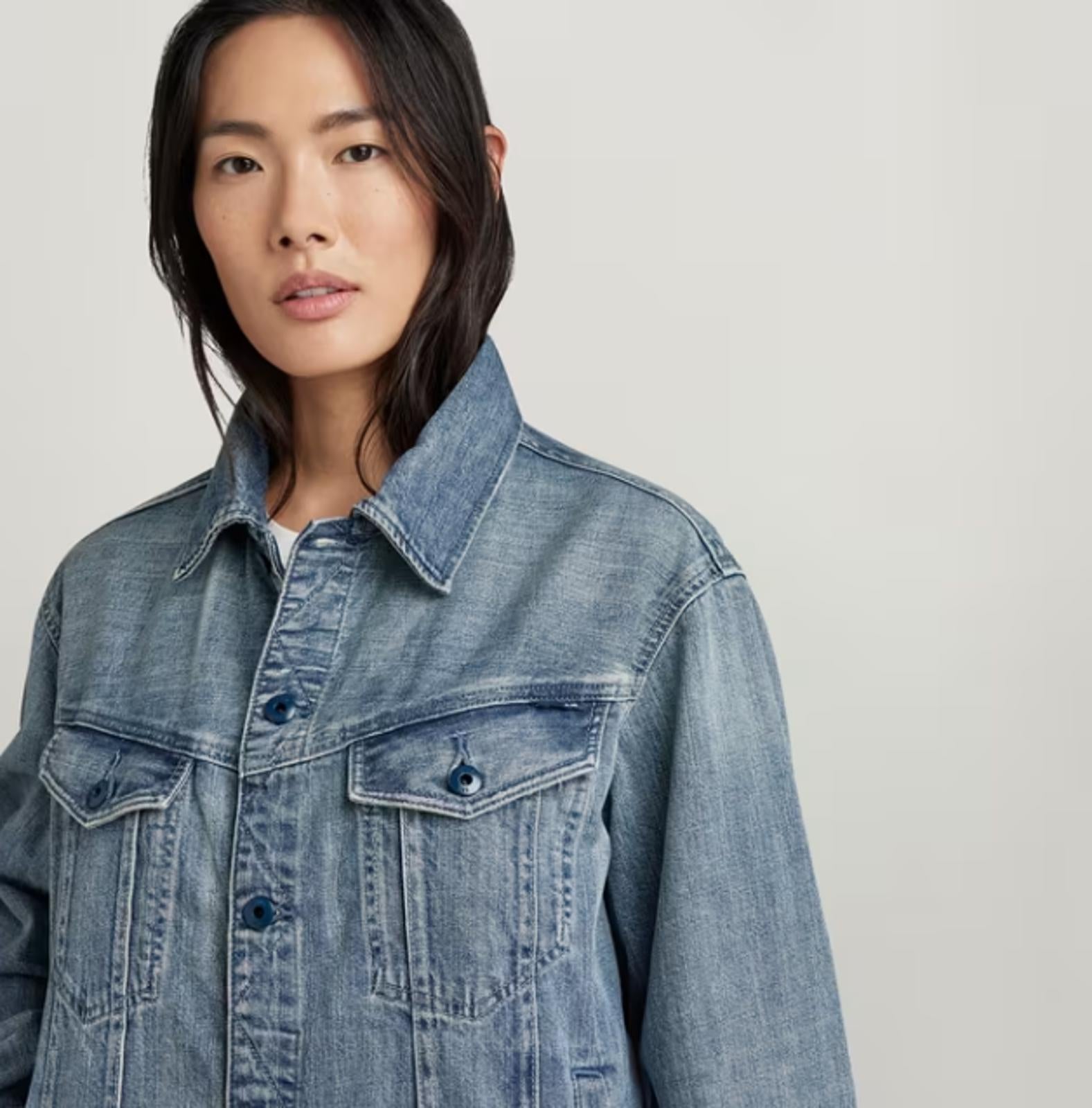 NWT G-Star RAW Women’s Oversized Western Denim Jacket Sun Faded Blue Size Small