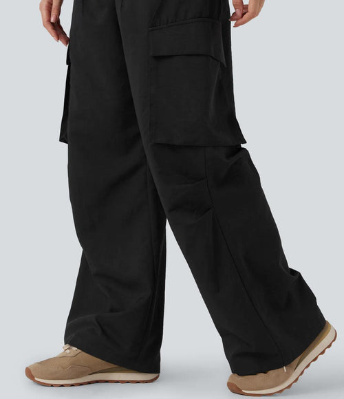 NWT Halara Mid Rise Button Zipper Wide Leg Cargo Pants - Medium