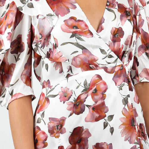 The Kooples Pastel Daisy Satin Dress Viscose Silk Blend US Small $418 MSRP NWT