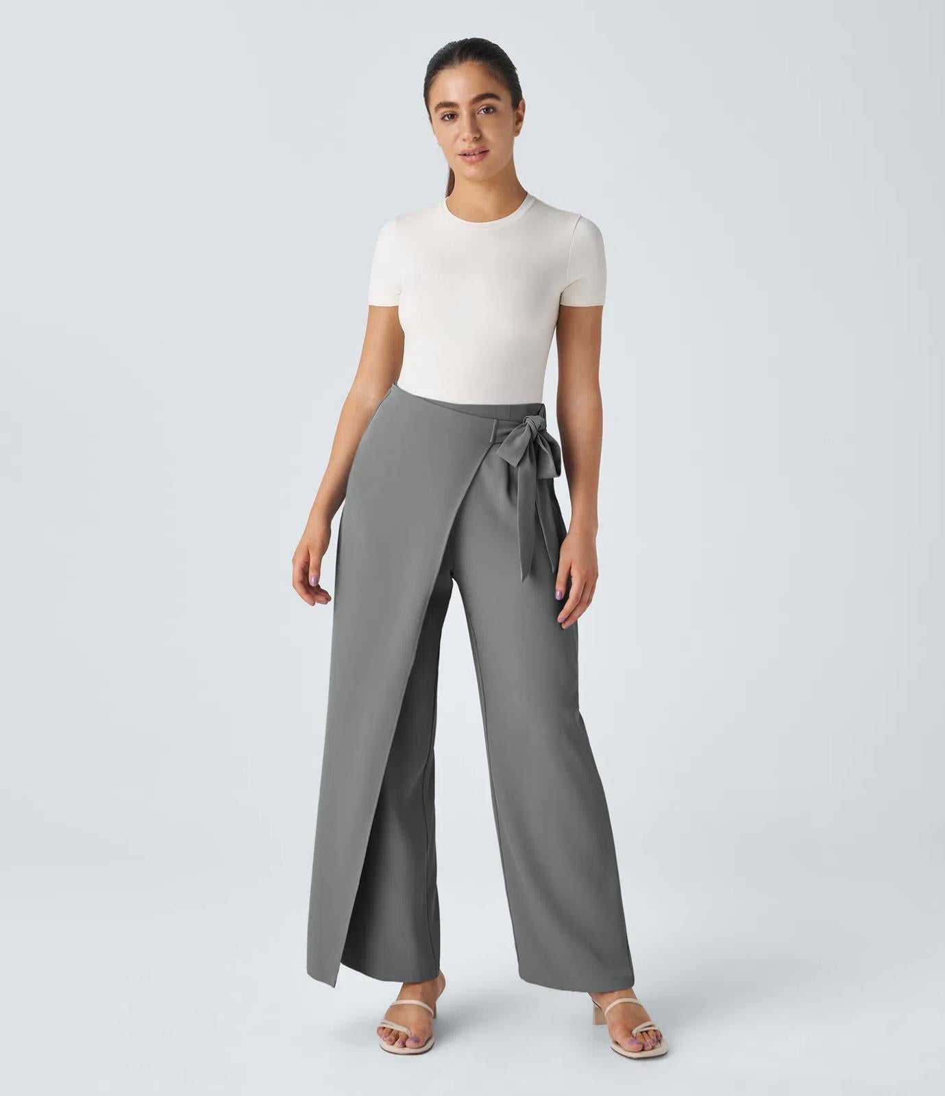NWT Halara Flex™ High Waisted Tie Side Wide Leg Work Pants Size Small Petite