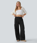 NWT Halara Mid Rise Button Zipper Wide Leg Cargo Pants Size Large