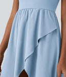 NWT Halara Breezeful High Low 2-Piece Pocket Flowy Midi Casual Dress Ice Blue M