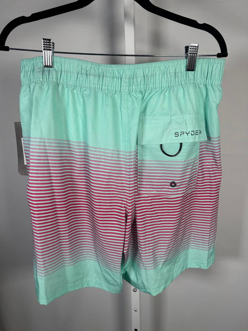 NWT SPYDER SWIM Men Size Large Double Ombre Stripe 9" E-Board Shorts Swim Trunks