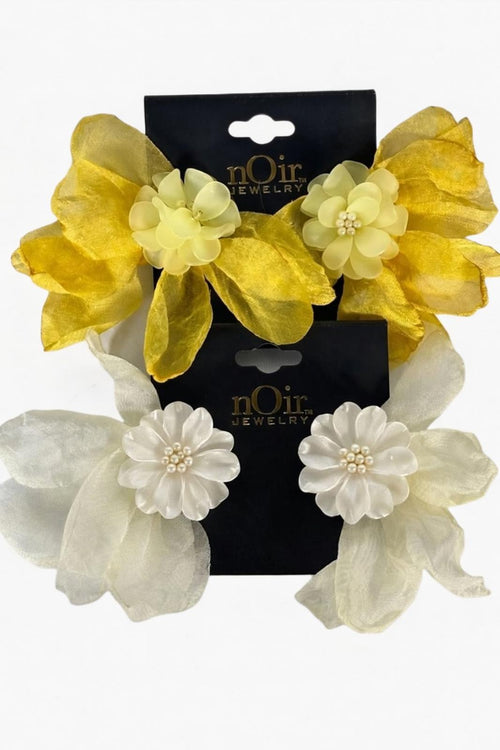NWT nOir Jewelry Floral Bow Earrings Set