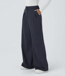 NWT Halara High Waisted Zipper Pocket Wide Leg Striped Work Pants Size - M