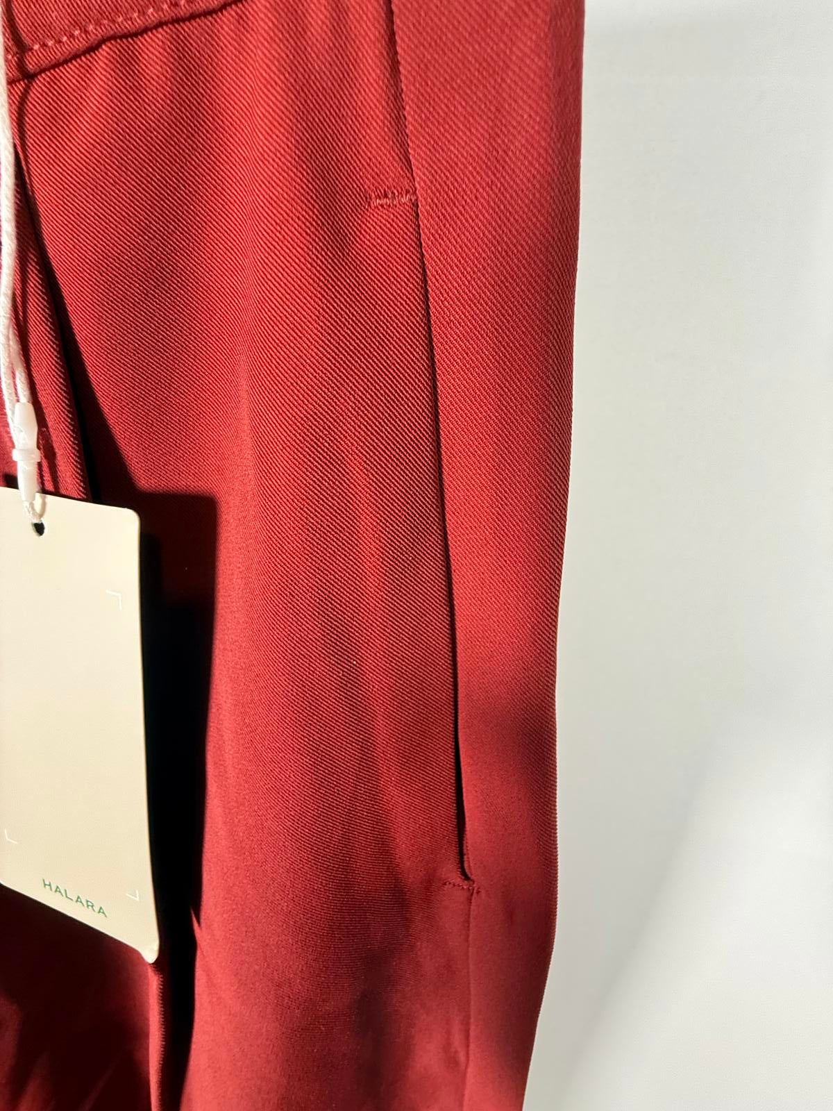 NWT Halara High Waisted Pocket Shirred Straight Leg Work Pant Madder Brown - S