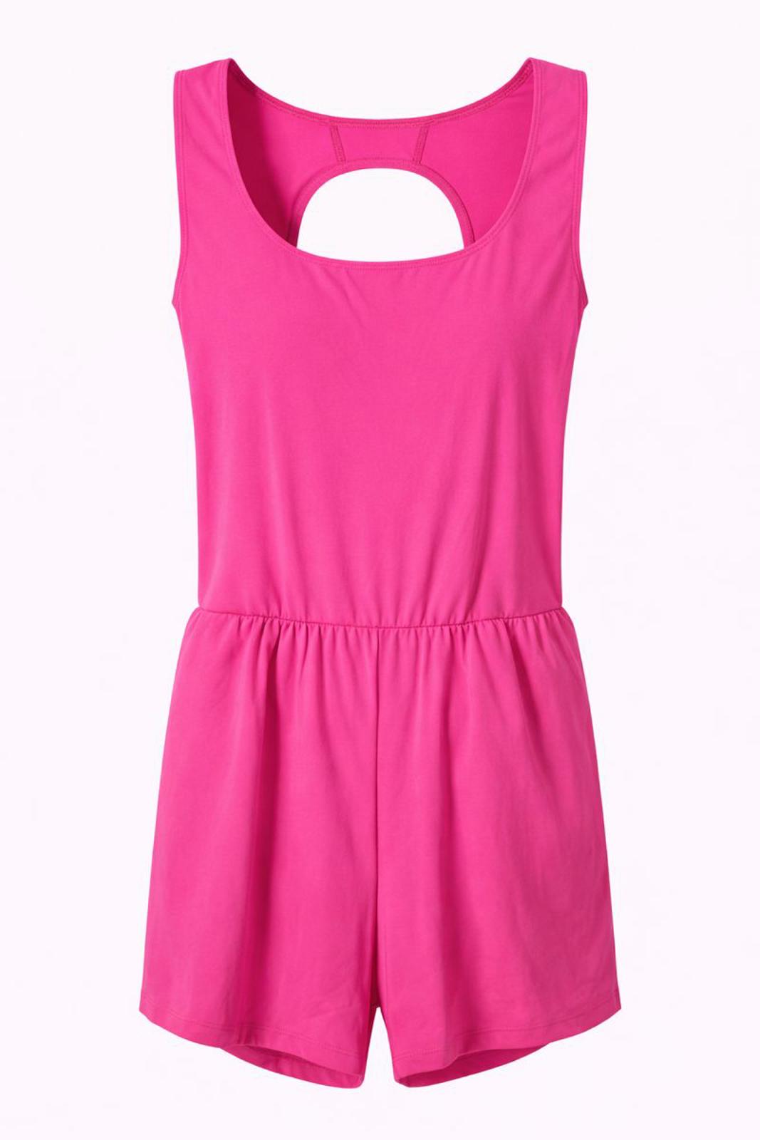 NWT Halara Bright Pink Romper with Open Back Size XL