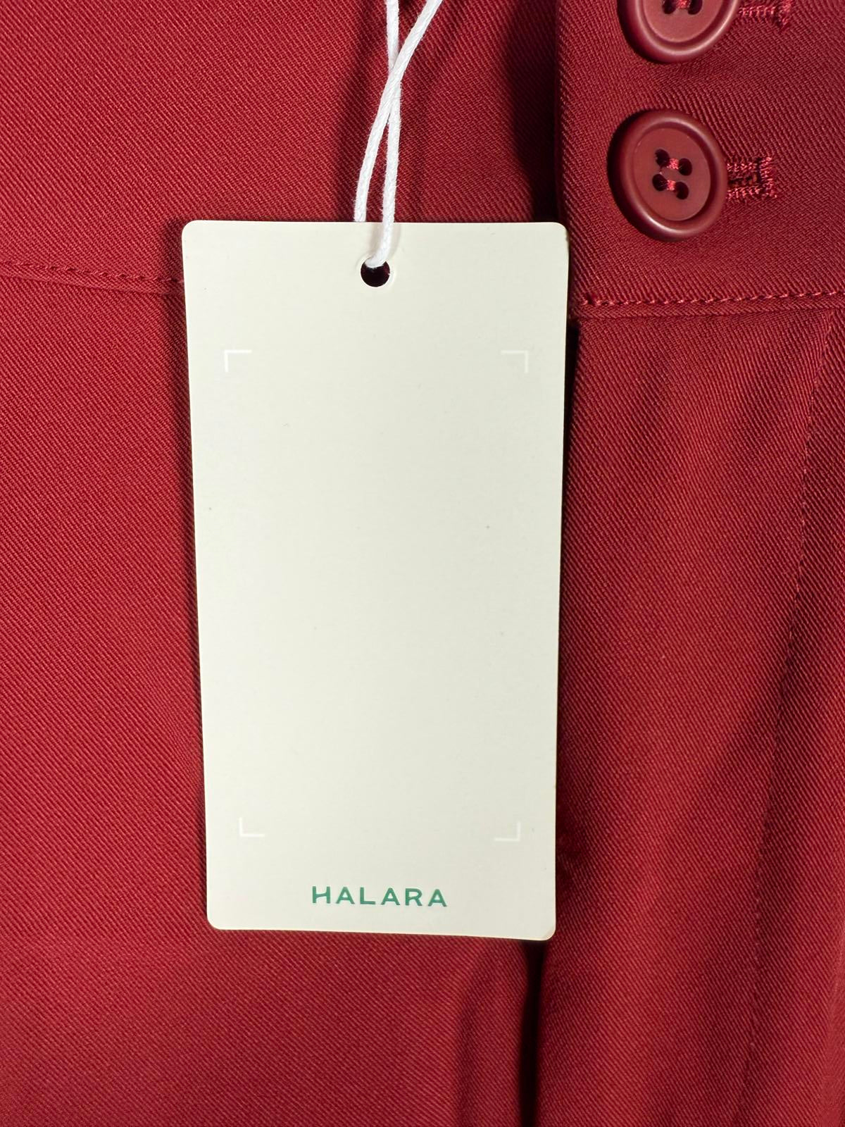 NWT Halara High Waisted Zip up, Pocket Shirred Straight Leg Work Pants Red- L