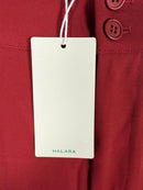 NWT Halara High Waisted Zip up, Pocket Shirred Straight Leg Work Pants Red- L