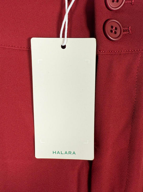 NWT Halara High Waisted Zip up, Pocket Shirred Straight Leg Work Pants Red- L