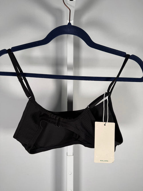NWT Halara Ribbed Bikini Top Swimsuit Black Size M