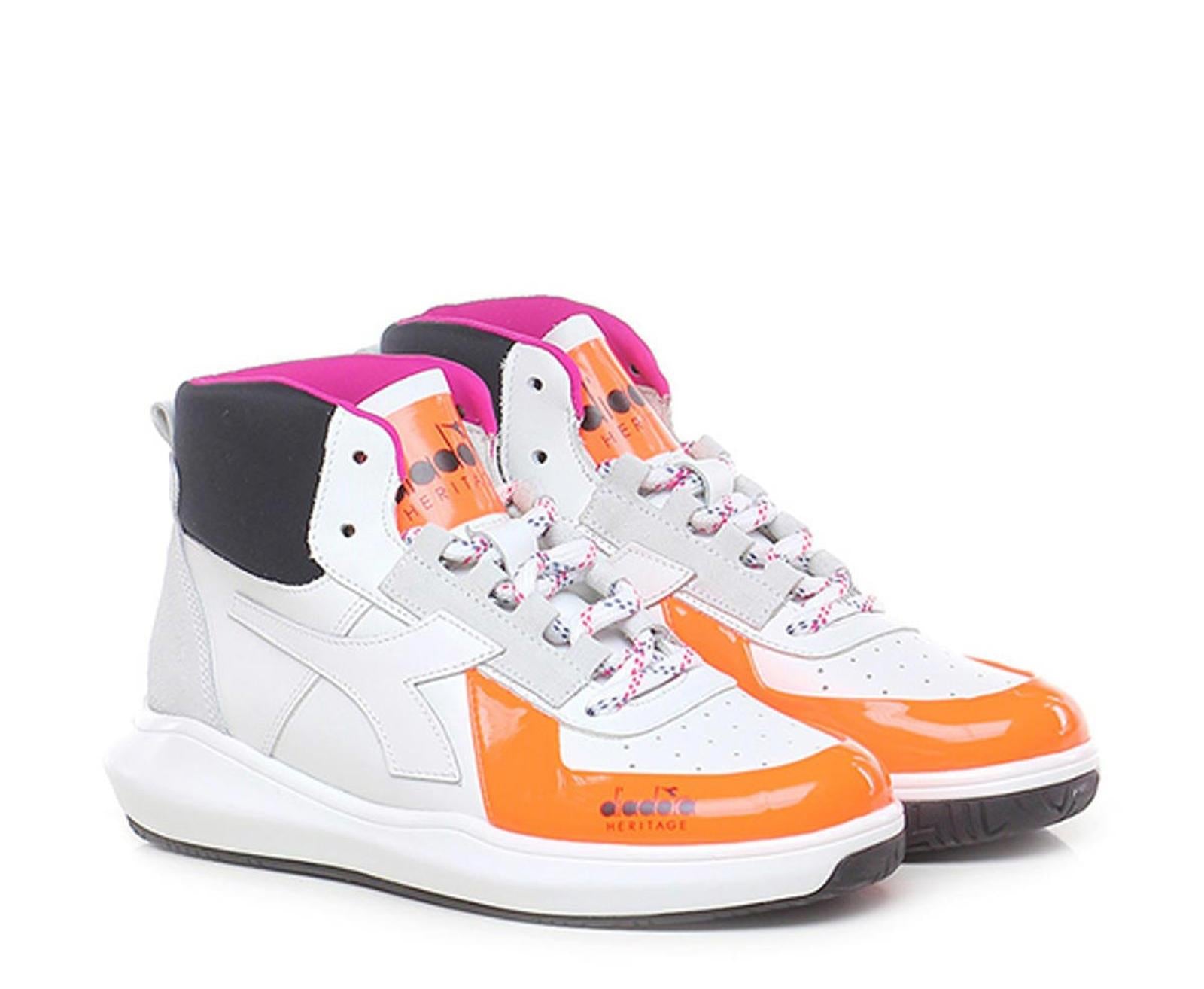 Diadora Heritage Women’s High-Top Sneakers White/Orange Pink Size 6.5 NWB