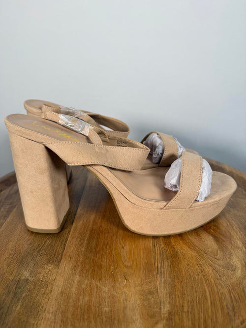 Lulus Acee Natural Suede Platform Heels - 11 NWB