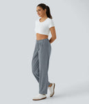 NWT Halara Mid Rise Zipper Pocket Corduroy Casual Pants Cloud Gray Blue Size L