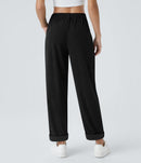 NWT Halara Mid Rise Zipper Pocket Corduroy Casual Pants Black XS Petite