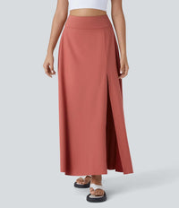 NWT Halara Breezeful High Waisted Pocket 2-in-1 Flowy Maxi Skirt Flame Red - L
