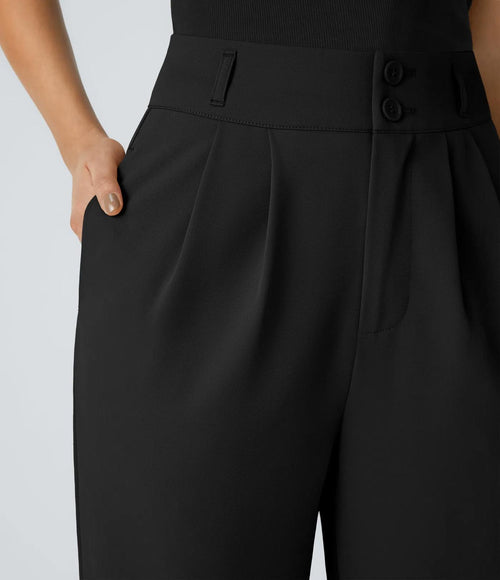 NWT Halara High Waisted Pocket Shirred Straight Leg Work Pant Black Size XL Tall