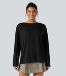 NWT Halara Boat neck long sleeve Tshirt Black L