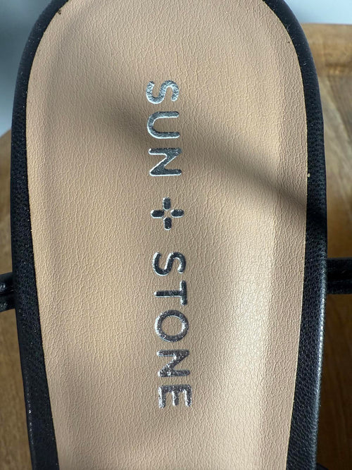 NWB Sun + Stone Tillyyp Womens Faux Leather Heeled Wedge Sandals 7.5