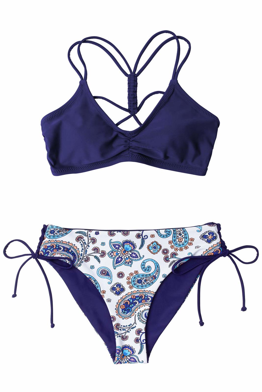 NWT CUPSHE Womens Two Piece Bikini Reversible Bottoms Swimsuit Size Medium