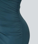 NWT Halara SoftlyZero Airy Crossover Ruched Lace Up Bodycon Dress Size Small