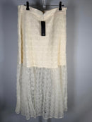NWT Lulus Ideal Adoration Cream Tulle Swiss Dot Rosette Midi Skirt Size L