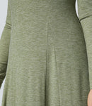 NWT Halara Funnel Neck Long Sleeve Flare Maxi Casual Dress Darl GRAY Floral S