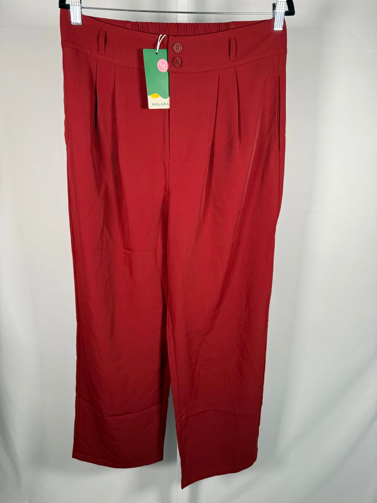 NWT Halara High Waisted Pocket Shirred Straight Leg Work Pant Madder Brown Large