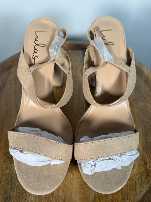 Lulus Acee Natural Suede Platform Heels - 11 NWB