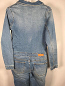 NWT Etienne Marcel Faded Wash Notch Lapel Denim Jumpsuit, Size M