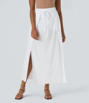 NWT Halara Breezeful Tie Front Flowy 2-in-1 Maxi Casual Skirt White L