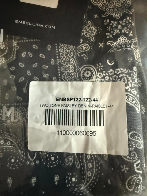 Embellish NYC Men's Two Tone Paisley Skinny Fit Stretch Denim Jeans Size 44 NWT