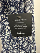 Lulus Blissful Sweetie Navy Blue Paisley Tiered Cutout Midi Dress - XS NWT