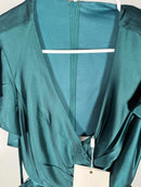 NWT Mac Duggal Green Asymmetrical Ruffle Dress Size 4