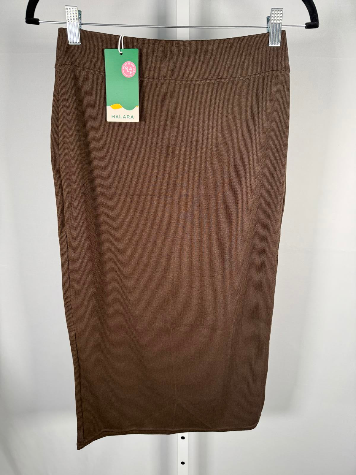 NWT Halara Ribbed High Waisted Bodycon Midi Casual Skirt Size Small