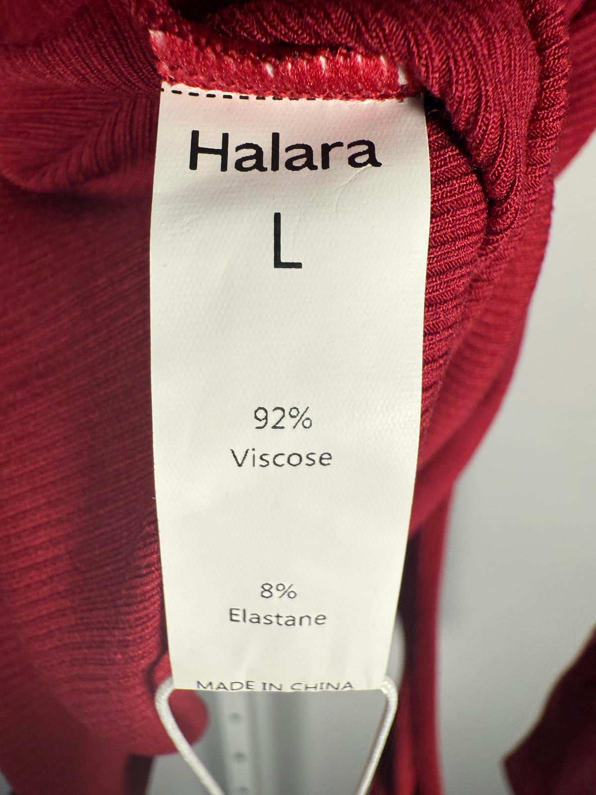 NWT Halara Ribbed Knit Square Neck Long Sleeve Skinny Bodysuit Ruby Wine L