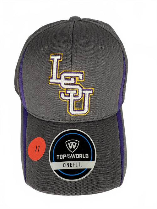 LSU Tigers Hat Cap One Size Fit Fitted Gray Purple Yellow Men’s NCAA