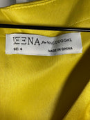 NWT Mac Duggal Apparel Green Satin Ruched V-Neck Faux Wrap Midi Dress Size 4