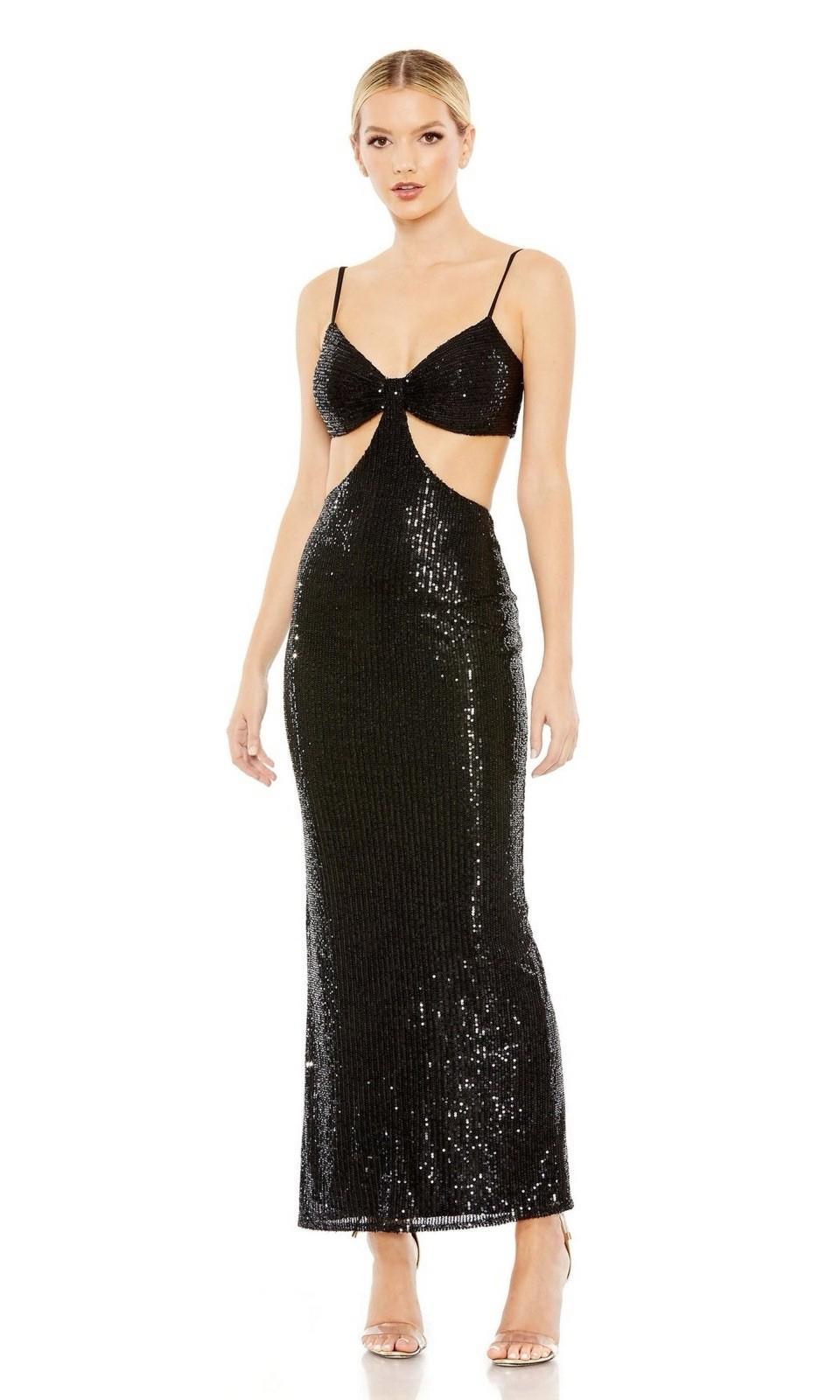 Ieena Mac Duggal Formal Black Sequin Cut Gown Size 8 $298 NWT