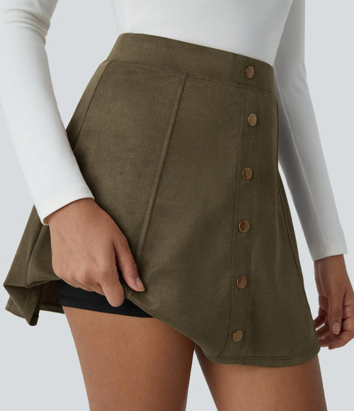 NWT Halara High Waisted Decorative 2-in-1 A Line Suede Mini Casual Skirt Size S