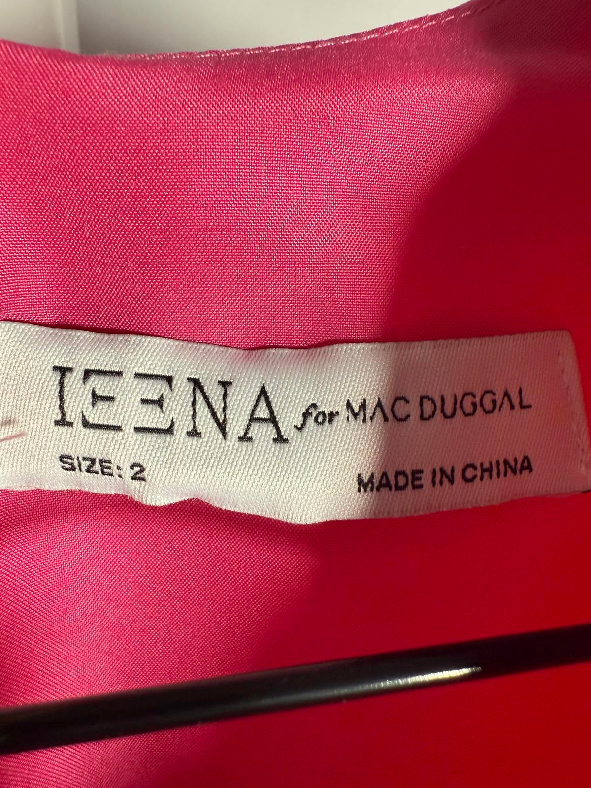 NWT Mac Duggal Pink Front Twist Puff Sleeve Deep V Jumpsuit Size 2