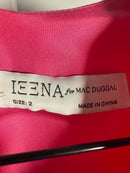 NWT Mac Duggal Pink Front Twist Puff Sleeve Deep V Jumpsuit Size 2