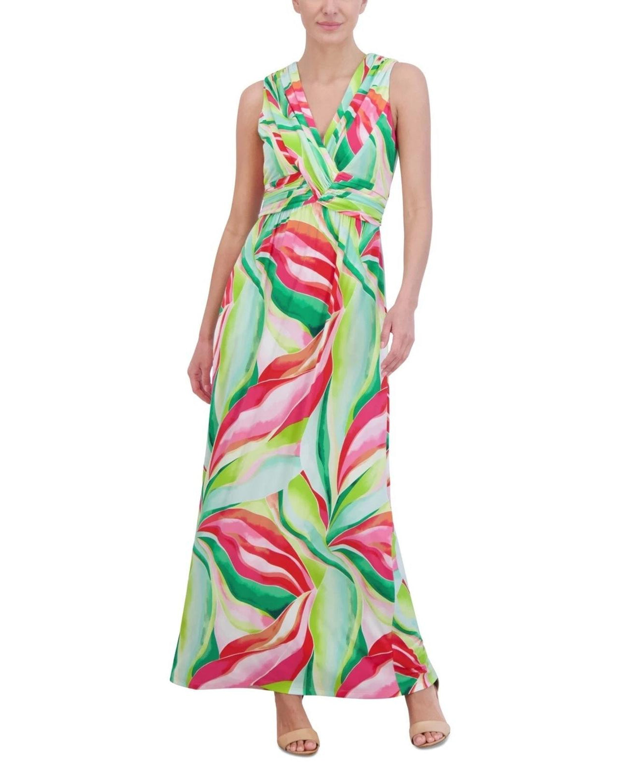 NWT Jessica Howard Sleeveless V-Neck Knot Front Maxi Dress Size 6