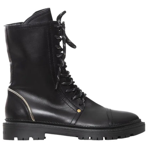 Casadei Love Calf Nero NWB Combat Boot / Lace-Up Leather Boot Women's Size 5