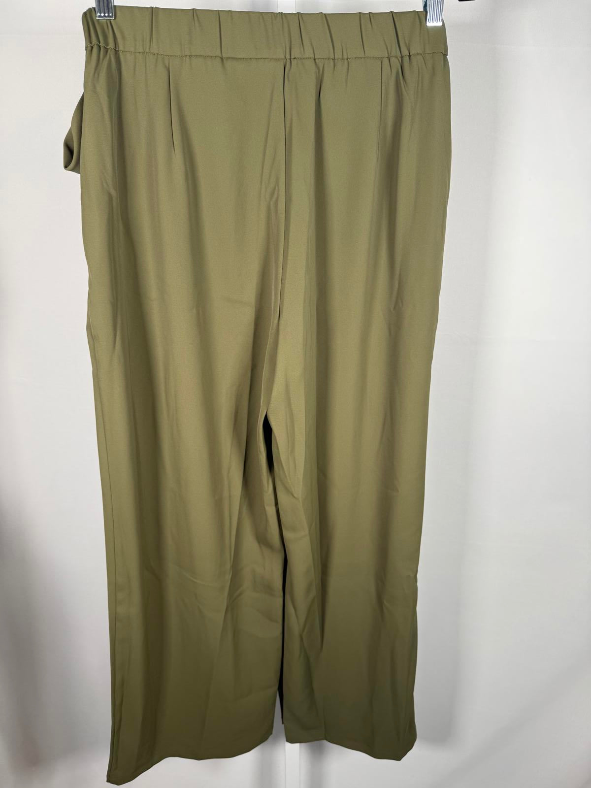 NWT Halara High Waisted Tie Side Wide Leg Work Pants Burnt Olive Size Large