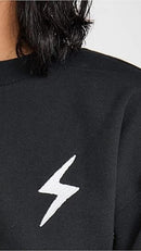 NWT PJ Salvage Daily Doodle Pullover Sweatshirt Black Lightning Star Print XS